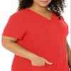 HeartSoul Women's Pitter-Pat V-Neck Scrubs Shirt, Red, Large view 3