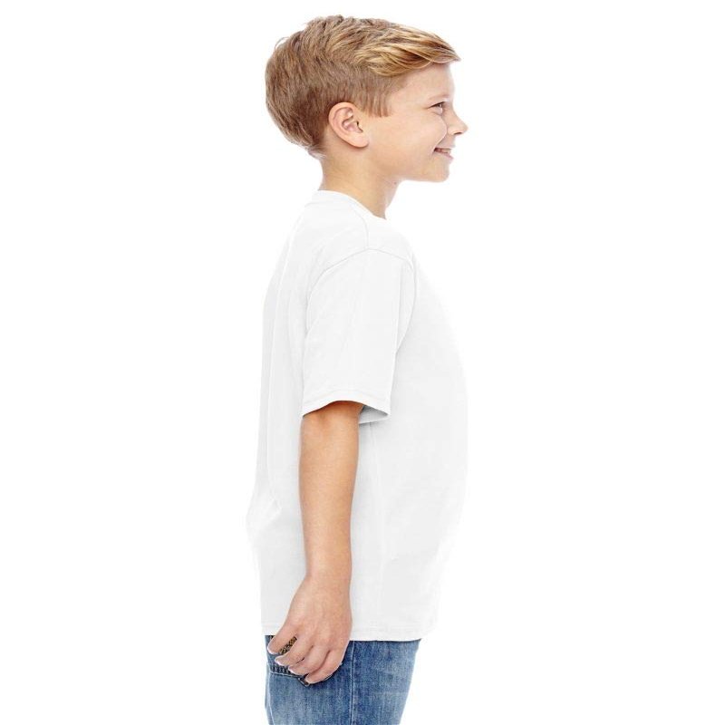 White, Youth Small Performance Wicking Moisture Management Short Sleeve Cool & Comfortable Crewneck Shirt