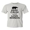 Keep Calm and Love Rhinos Adult Gray T-Shirt Tee (XXX Large, Gray) view 1