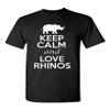 Keep Calm and Love Rhinos Adult Black T-Shirt Tee (4X Large,Black) view 1