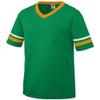 Augusta Sportswear Youth Medium Kelly Green Shirt, White/Gold Striped Sleeves 50/50 Poly/Cotton view 1