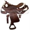 16" Silver Show Saddle Fully Tooled Dark Color Leather Close Contact view 1