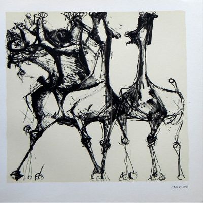Marino Marini lithograph "Cavaliers et chevaux"
