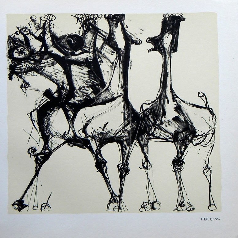 Marino Marini lithograph "Cavaliers et chevaux"