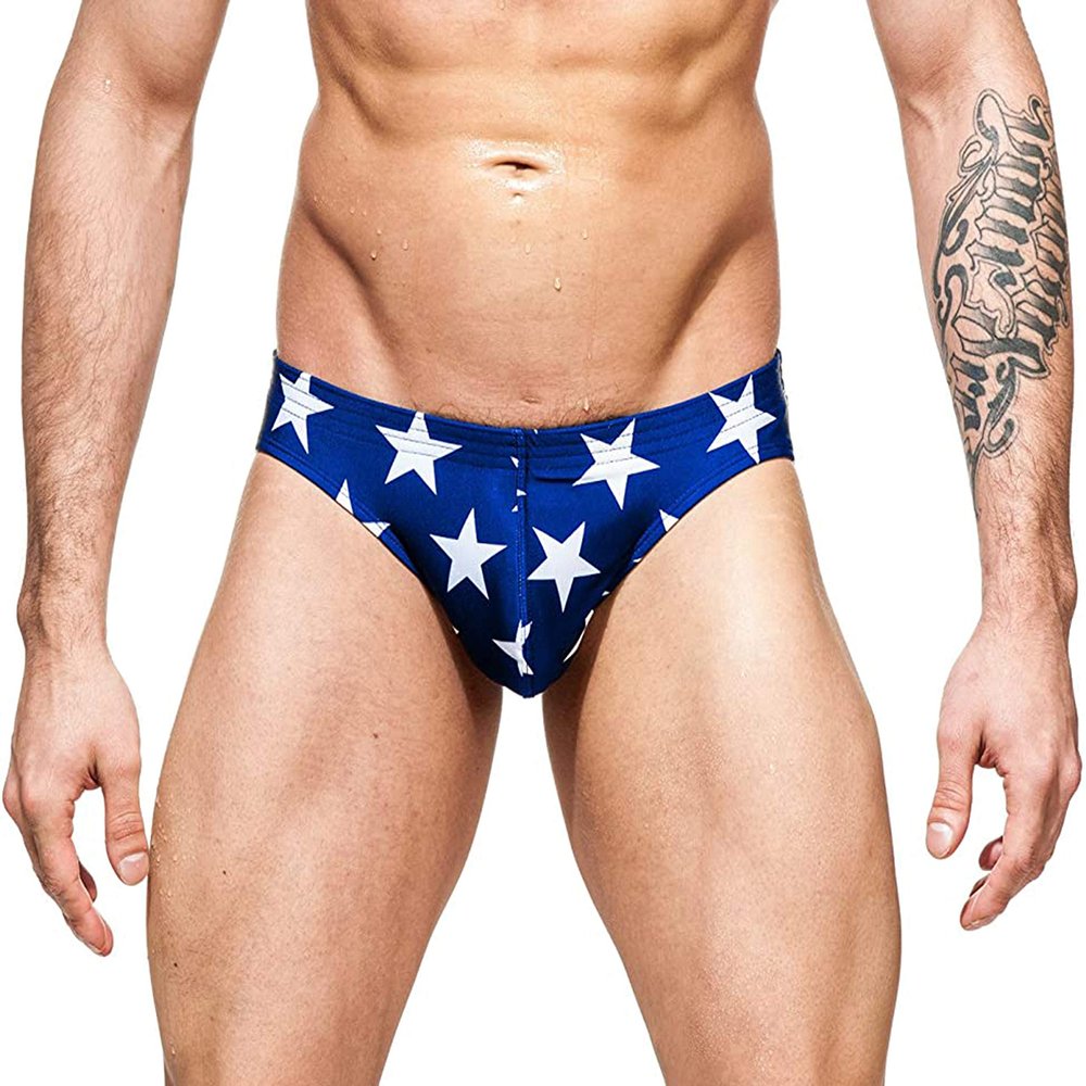 Gary Majdell Sport Men's USA Flag Stars Bikini Swimsuit Royal Stars Large