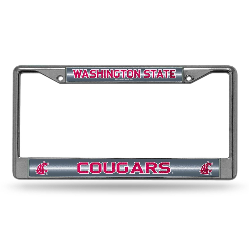 Rico Industries NCAA Washington State Cougars - WSU Classic Bling License Plate Chrome Frame 12" x 6"