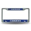 Rico Industries NHL Bling Chrome License Plate Frame with Glitter Accent, Vancouver Canucks Team Color, 6 x 12.25-inches view 1