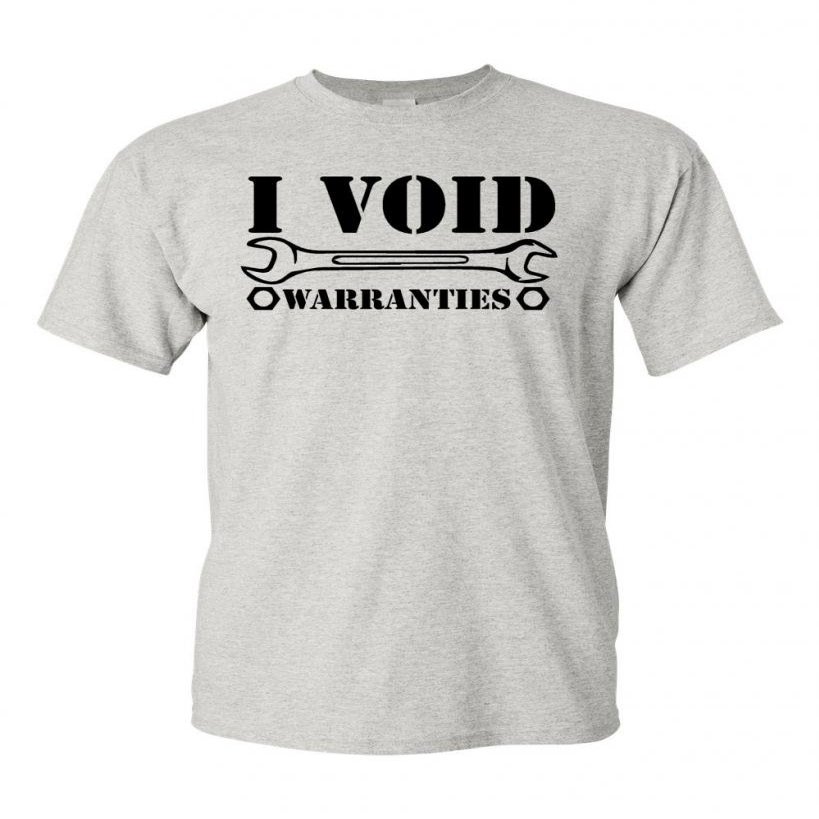 City Shirts I Void Warranties Adult Gray T-Shirt Tee (XX Large, Gray)