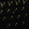 LITHUANIAN KEYBOARD LABELS ON TRANSPARENT BACKGROUND with YELLOW LETTERING (14X14) view 1