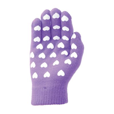 Hy5 Magic Patterned Kids Everyday Riding Glove One Size Purple With Hearts