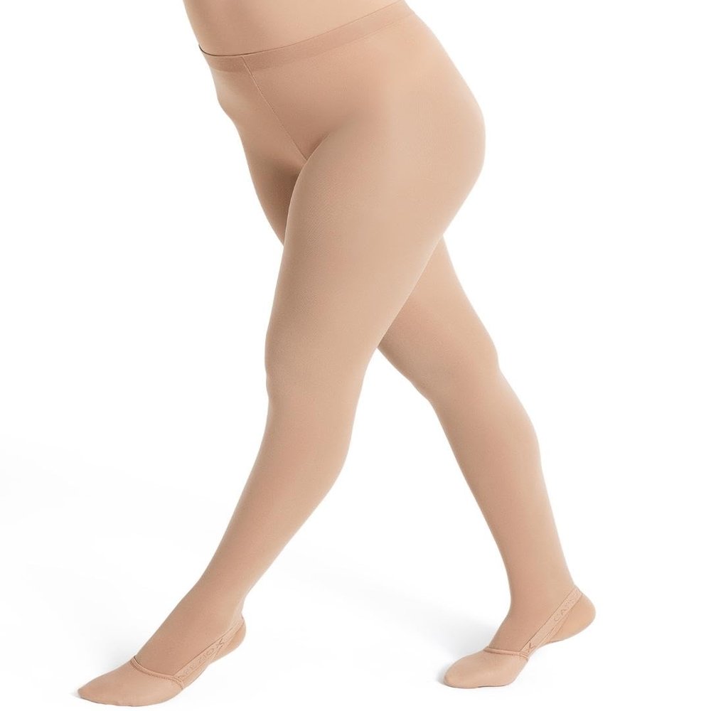 Capezio Womens Ultra Soft Self Knit Waistband Transition Tights, Light Suntan, XX-Large US