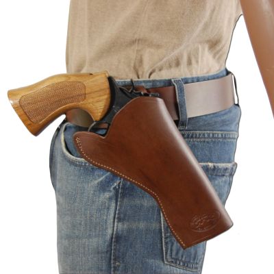 Barsony Brown Leather Cross-Draw Gun Holster for EAA Bounty Hunter Left