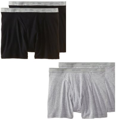 Fruit of the Loom Men's 4Pack Assorted Boxer Briefs 100% Cotton Underwear (Black and Grey, Medium)