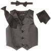 American Exchange Baby Boys' Satin 4 Piece Vest Set, Black, X Large/24 Months view 1