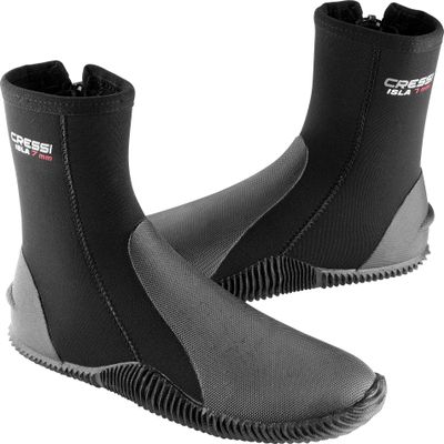 Cressi Isla 7 mm Crew Diving Boots, Black/Black, 7 mm, 8