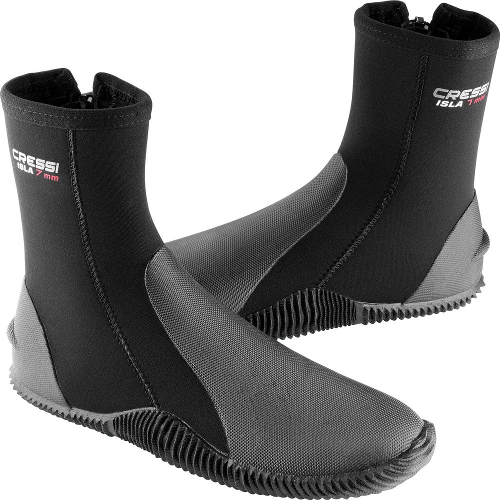 Cressi Isla 7 mm Crew Diving Boots, Black/Black, 7 mm, 8