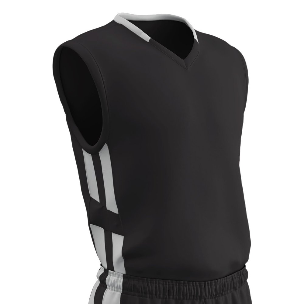 Champro Muscle Dri Gear Polyester Basketball Jersey, Youth X-Large, Black, White