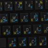 FARSI PERSIAN - RUSSIAN KEYBOARD LABELS ON TRANSPARENT BACKGROUND with YELLOW & BLUE LETTERING (14X14) view 4
