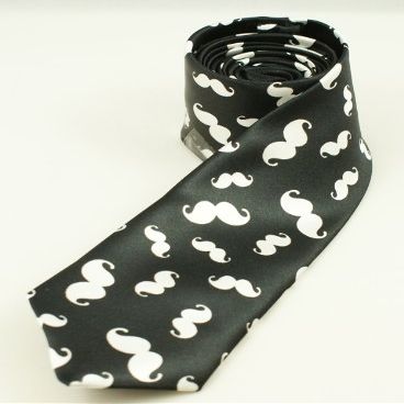 Brand New Slim Plain Unisex Solid Skinny Necktie B/w Mustache 2" Ties