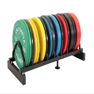 Ader Olympic Bumper Plates 4 Pairs Black & Rack (230lb+rack)