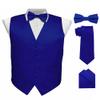 Vittorio Farina Solid Color Satin Suit Vest for Men Set of 4 - Vest, Tie, Bow Tie & Pocket Square (Royal) view 1