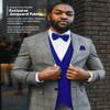 Vittorio Farina Solid Color Satin Suit Vest for Men Set of 4 - Vest, Tie, Bow Tie & Pocket Square (Royal) view 4