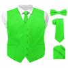 Vittorio Farina Solid Color Satin Suit Vest for Men Set of 4 - Vest, Tie, Bow Tie & Pocket Square (Lime) view 1