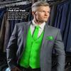 Vittorio Farina Solid Color Satin Suit Vest for Men Set of 4 - Vest, Tie, Bow Tie & Pocket Square (Lime) view 3