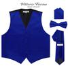 Vittorio Farina Solid Suit Vest for Men Set of 4 - Vest, Tie, Bow Tie & Pocket Square (Royal, 2XL) view 2