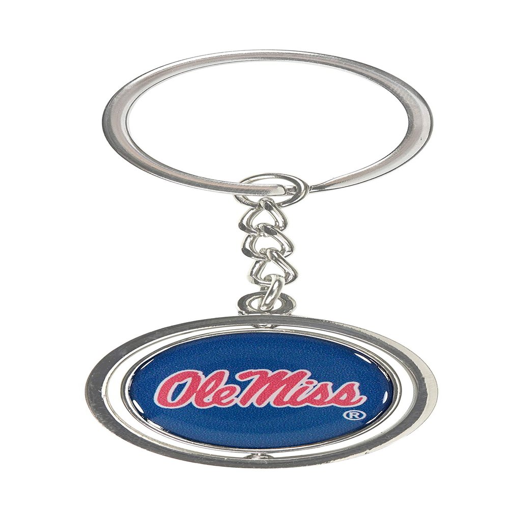 Aminco NCAA Mississippi Ole Miss Rebels Silver Spinning Logo Keychain