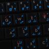 PASHTO & DARI - FARSI (PERSIAN) KEYBOARD LABELS ON TRANSPARENT BACKGROUND with RED & BLUE LETTERING (14X14) view 1