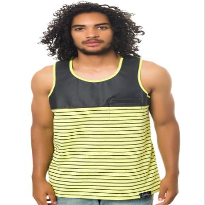 Fly Society Mens The Pieced PU Tank Top, Green, XX-Large