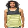 Fly Society Mens The Pieced PU Tank Top, Green, XX-Large view 1