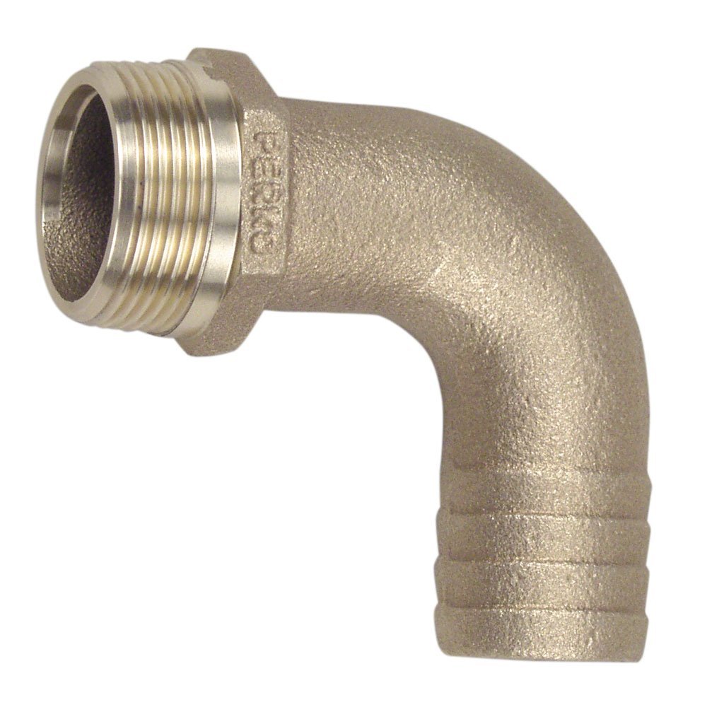 Perko 1-1/4inch Pipe to Hose Adapter 90 Degree Bronze MADE IN THE USA