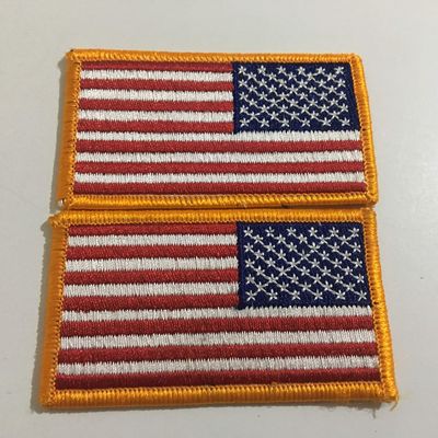 2 REVERSE BACKWARDS USA American Flag Uniform Shirt Shoulder Jacket Patch