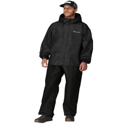 FROGG TOGGS Men's Standard Classic All-Sport 3-Layer Waterproof Breathable Rain Suit, Black/Black, Small