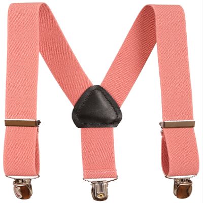 Sportoli Kids and Baby Adjustable Elastic Solid Color Wedding SUspenders - Peach, 30"