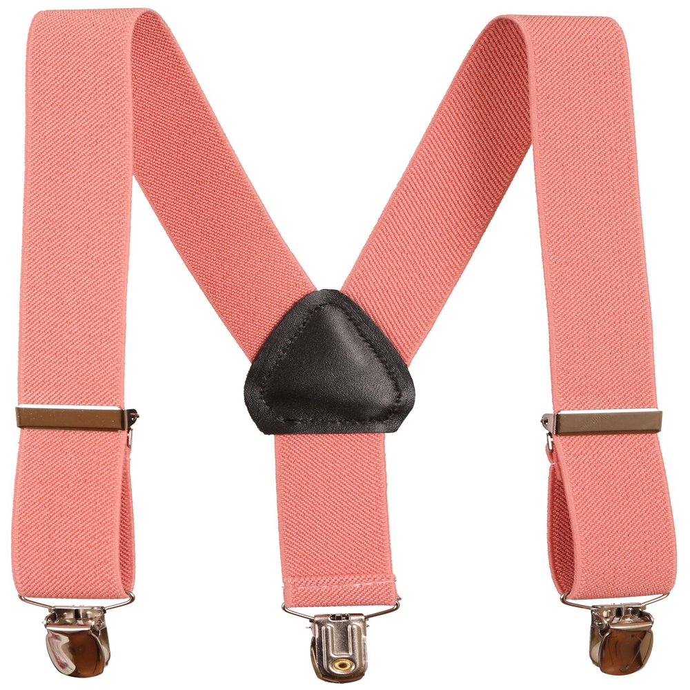 Sportoli Kids and Baby Adjustable Elastic Solid Color Wedding SUspenders - Peach, 30"