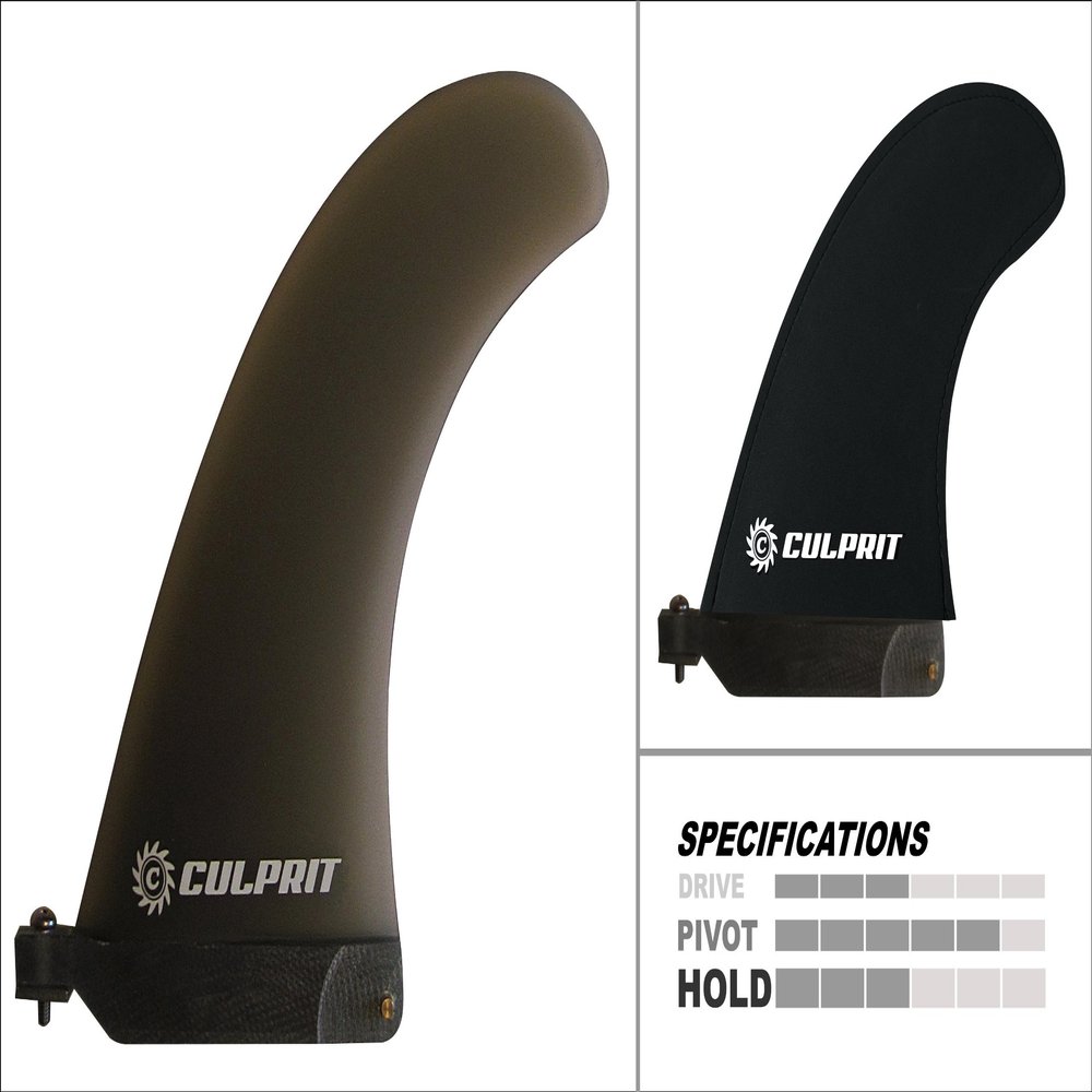 Culprit Surf Longboard Surfboard Fin - Smoke - Black Fiberglass Center Fin 7 inch - Transluscent Finish - Back Screw + Plate
