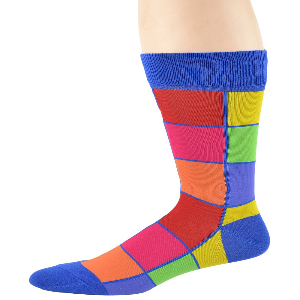 Foot Traffic, Pattern Men's Socks, Bright Squares