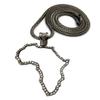 NYFASHION101 Mirroring Africa Pendant w/ 4mm 36" Franco Chain Necklace, Hematite-Tone view 2