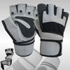 WEIGHT LIFTING PADDED GLOVES FITNESS TRAINING BODY BUILDING GYM LONG WRIST STRAP SMALL GREY view 1