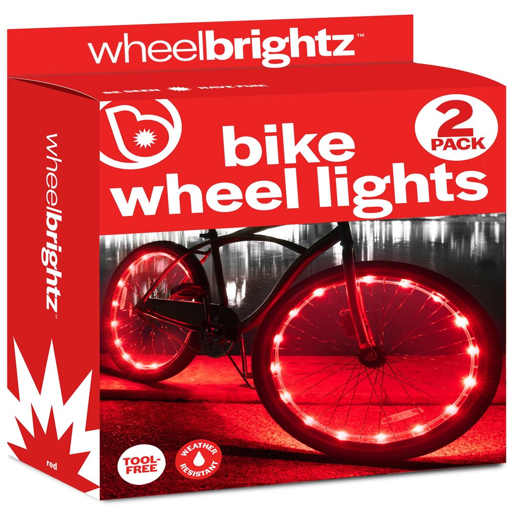 Brightz WheelBrightz 2-Pack Bike Wheel Lights, Red - LED Bike Lights for Tires - Bike Lighting Parts & Accessories - Outdoor Summer Fun for Boys and Girls