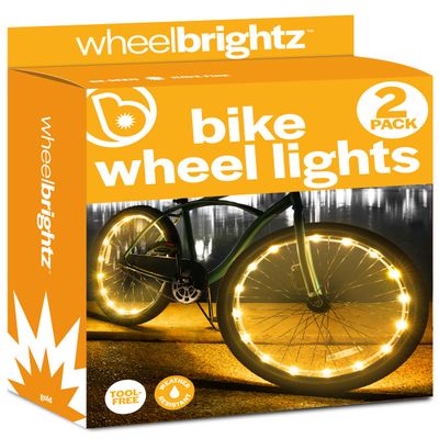 Brightz WheelBrightz 2-Pack Bike Wheel Lights, Gold - LED Bike Lights for Tires - Bike Lighting Parts & Accessories - Outdoor Summer Fun for Boys and Girls