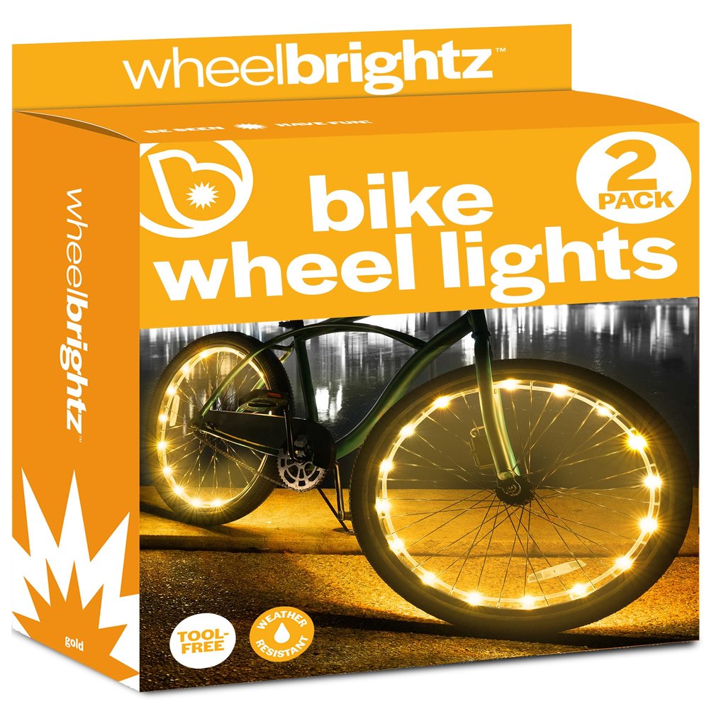 Brightz WheelBrightz 2-Pack Bike Wheel Lights, Gold - LED Bike Lights for Tires - Bike Lighting Parts & Accessories - Outdoor Summer Fun for Boys and Girls