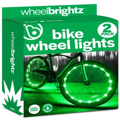 Brightz WheelBrightz 2-Pack Bike Wheel Lights, Green - LED Bike Lights for Tires - Bike Lighting Parts & Accessories - Outdoor Summer Fun for Boys and Girls