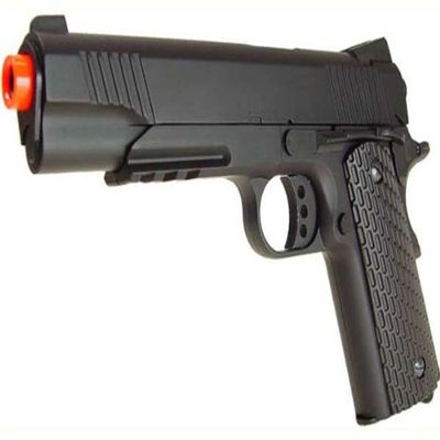 Double Eagle M291 Metal Spring Pistol w/ Accessory Rail, Black 1911