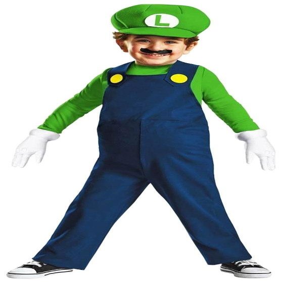 Disguise Super Mario Bros. Luigi Costume, Officially Licensed Super Mario Bros. Costume for Toddlers, Medium (3T-4T)