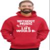 Go All Out 3X-Large Red Mens Without Music Life Would B Flat Funny Music Lovers Sweatshirt Hoodie view 4