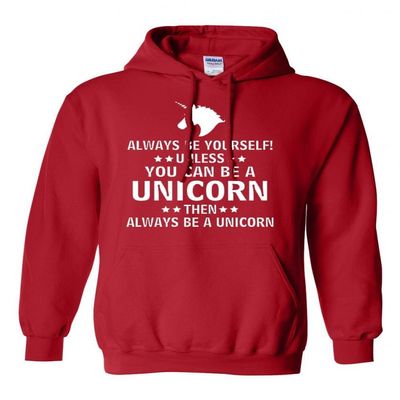 Adult Always Be Yourself Unless You Can Be A Unicorn Hoodie Sweatshirt (Large, Red)